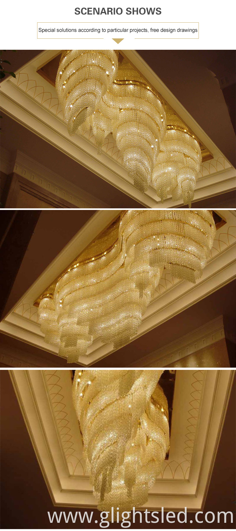 New design new product hotel lobby modern luxury decoration long chandelier